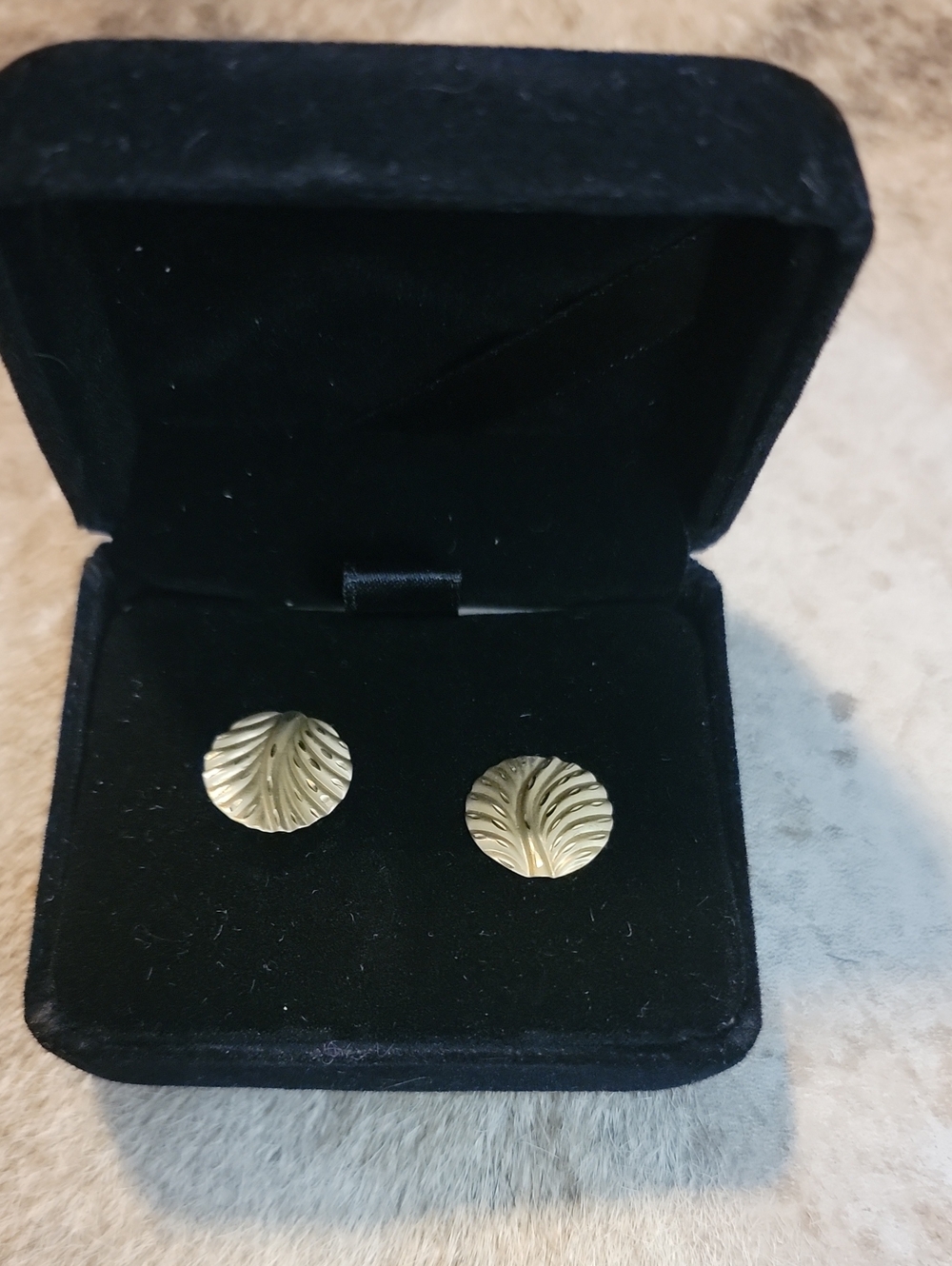 Vintage 14K Gold Textured Round Pierced Earrings